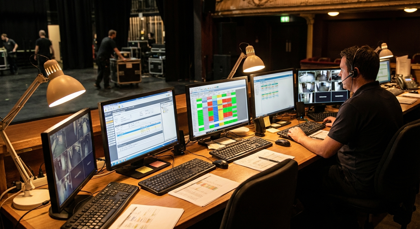 Front-desk tablet, waiver station, and booking tools at an entertainment venue.
