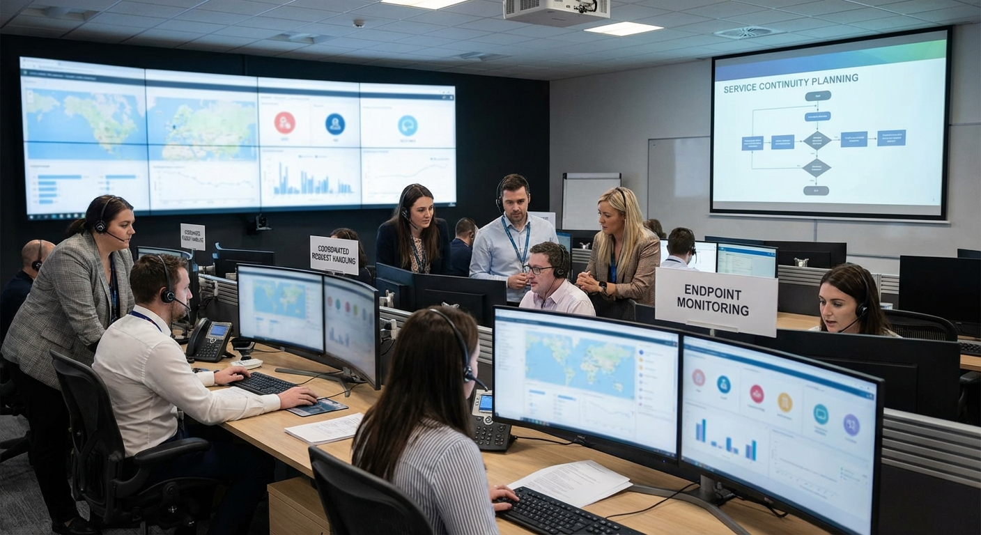 Government operations dashboard showing departmental service status.