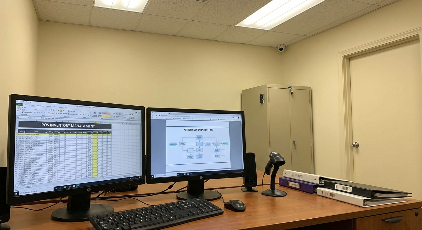 Store register, inventory device, and network equipment used in daily retail operations.
